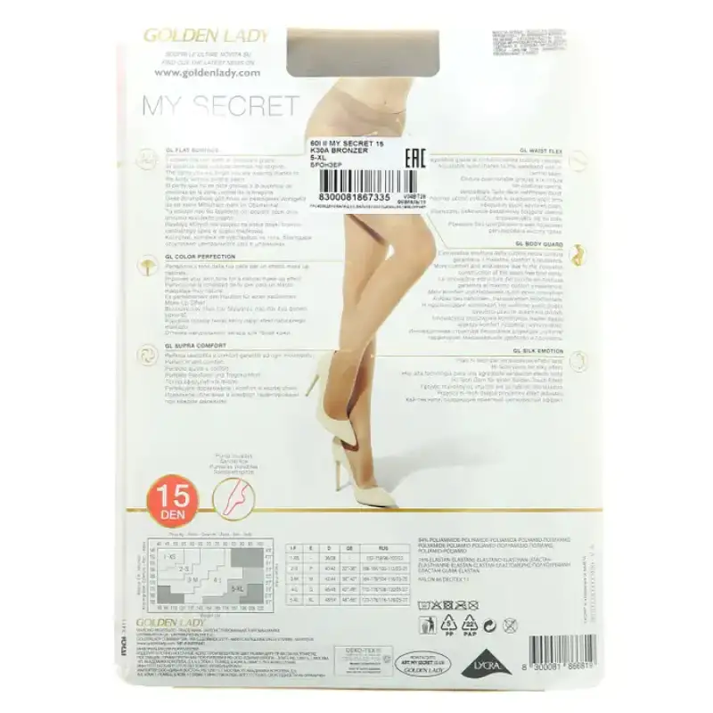 Golden Lady Ciorapi My Secret 15 Denari Bronze 5/XL Bax 5 buc.